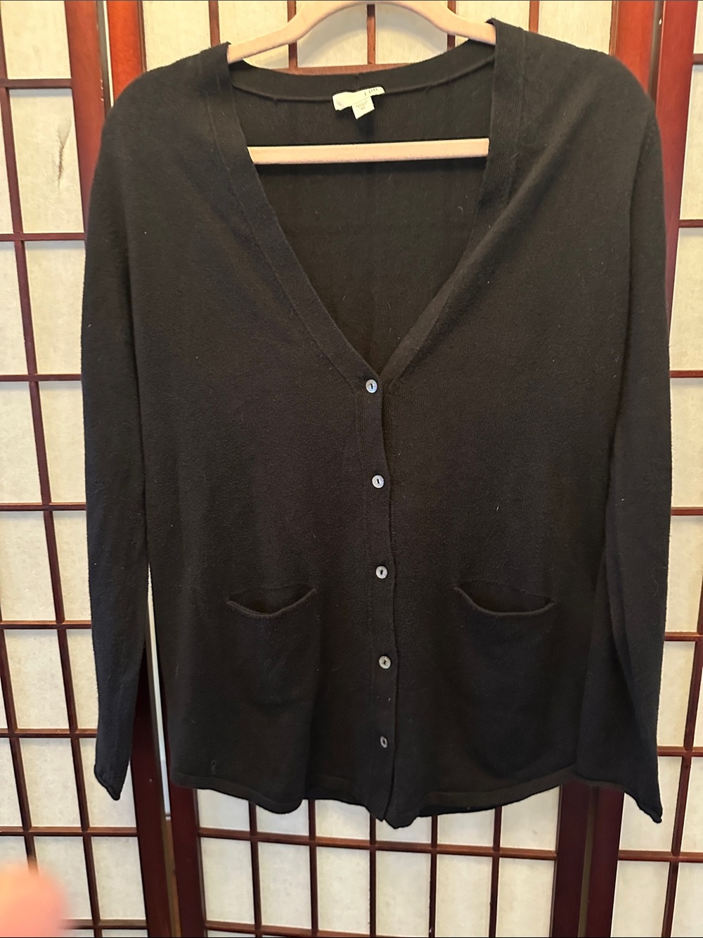 J. Jill Black V-Neck Button Front Cardigan